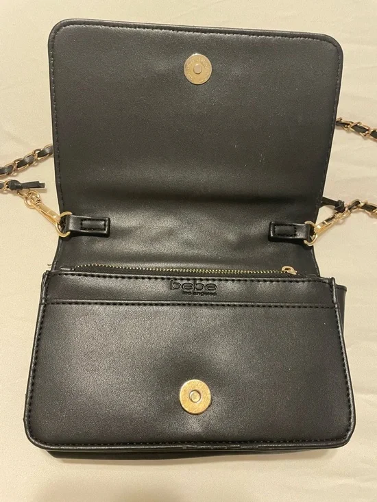 bebe Black Quilted Crossbody with Gold Plate - Picture 3 of 9